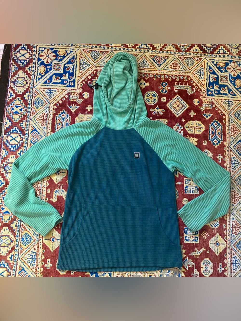 Pyle Style Microgrid Fleece Hoodie Green & Teal Pullover Women’s Medium